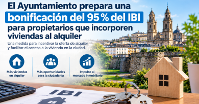 Lugo prepara una bonificación del 95 % del IBI para propietarios que incorporen viviendas al alquiler
